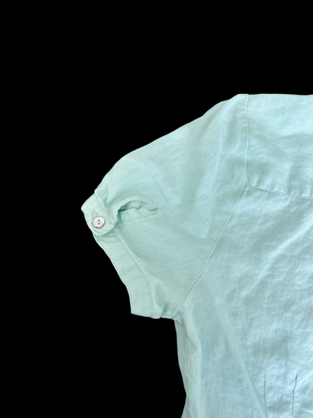 100 linen  Button-Up LShirt size M mint - Picture 4 of 5